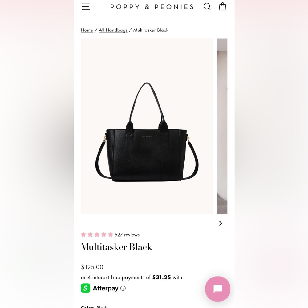 Poppy & Peonies Multitasker Tote Bag - Black NEW